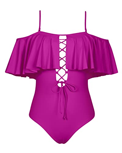 Off-The-Shoulder Strapless Swimwear For Girls-Hot Pink