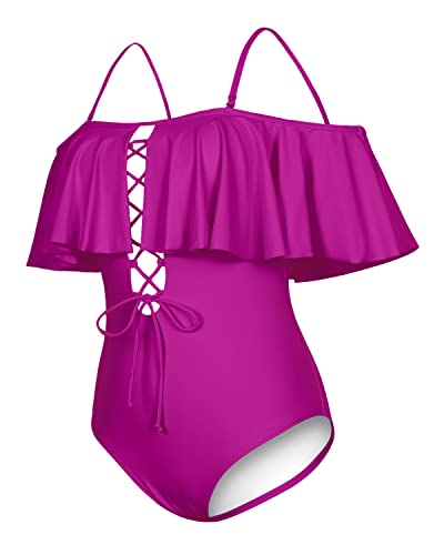Off-The-Shoulder Strapless Swimwear For Girls-Hot Pink