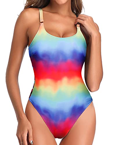 Slimming Crisscross Lace Up One Piece Swimsuits For Women-Color Tie Dye