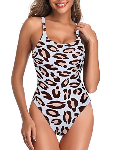 Slimming Crisscross Lace Up Sexy Lace Up Swimsuits For Women-Leopard