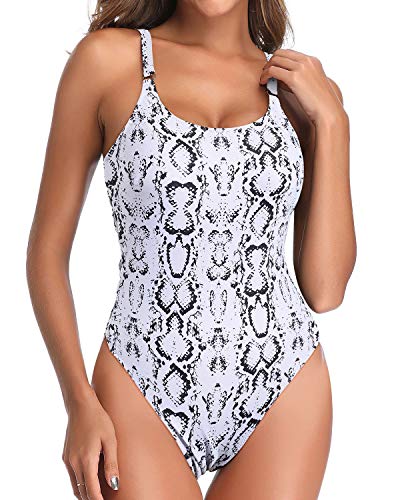 Supportive And Shaping One Piece Swimsuits For Women-Snake Print