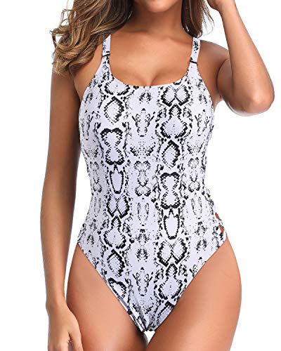 Supportive And Shaping One Piece Swimsuits For Women-Snake Print