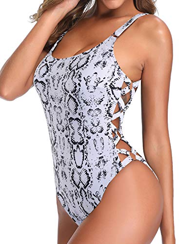 Supportive And Shaping One Piece Swimsuits For Women-Snake Print